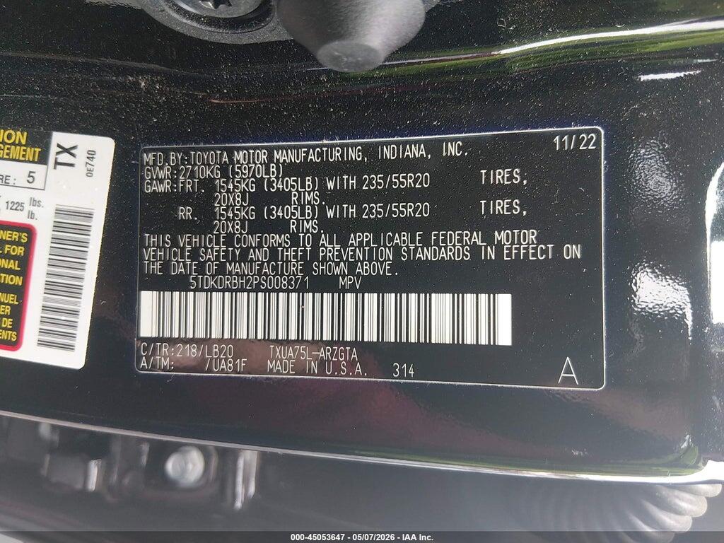 5TDKDRBH2PS008371 2023 TOYOTA HIGHLANDER photo no. 9