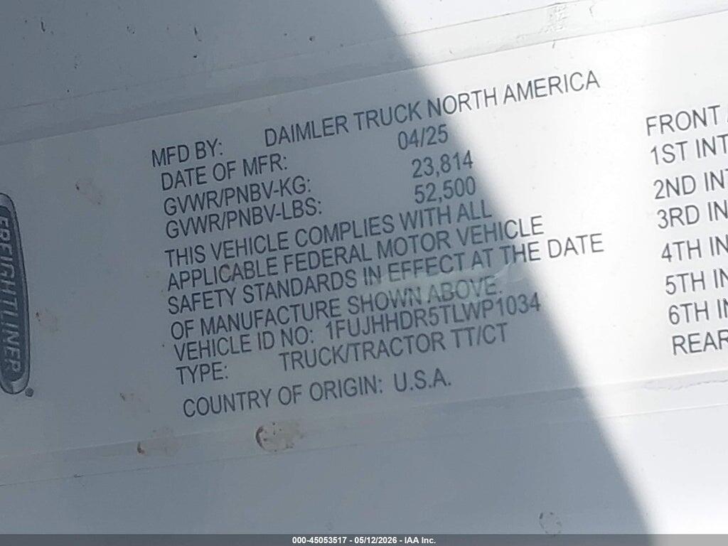 1FUJHHDR5TLWP1034 2026 FREIGHTLINER NEW CASCADIA 126 photo no. 8