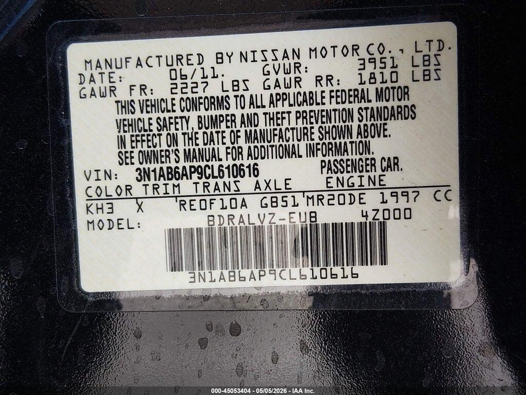 3N1AB6AP9CL610616 2012 NISSAN SENTRA photo no. 9