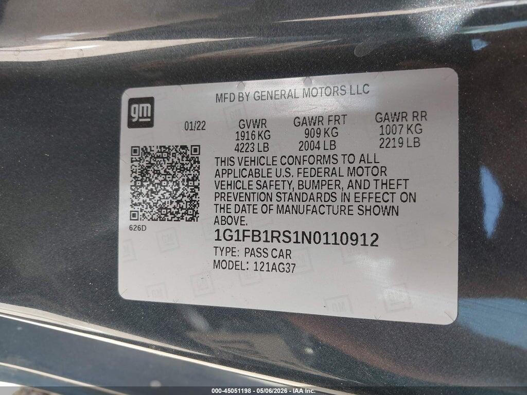 1G1FB1RS1N0110912 2022 CHEVROLET CAMARO photo no. 9