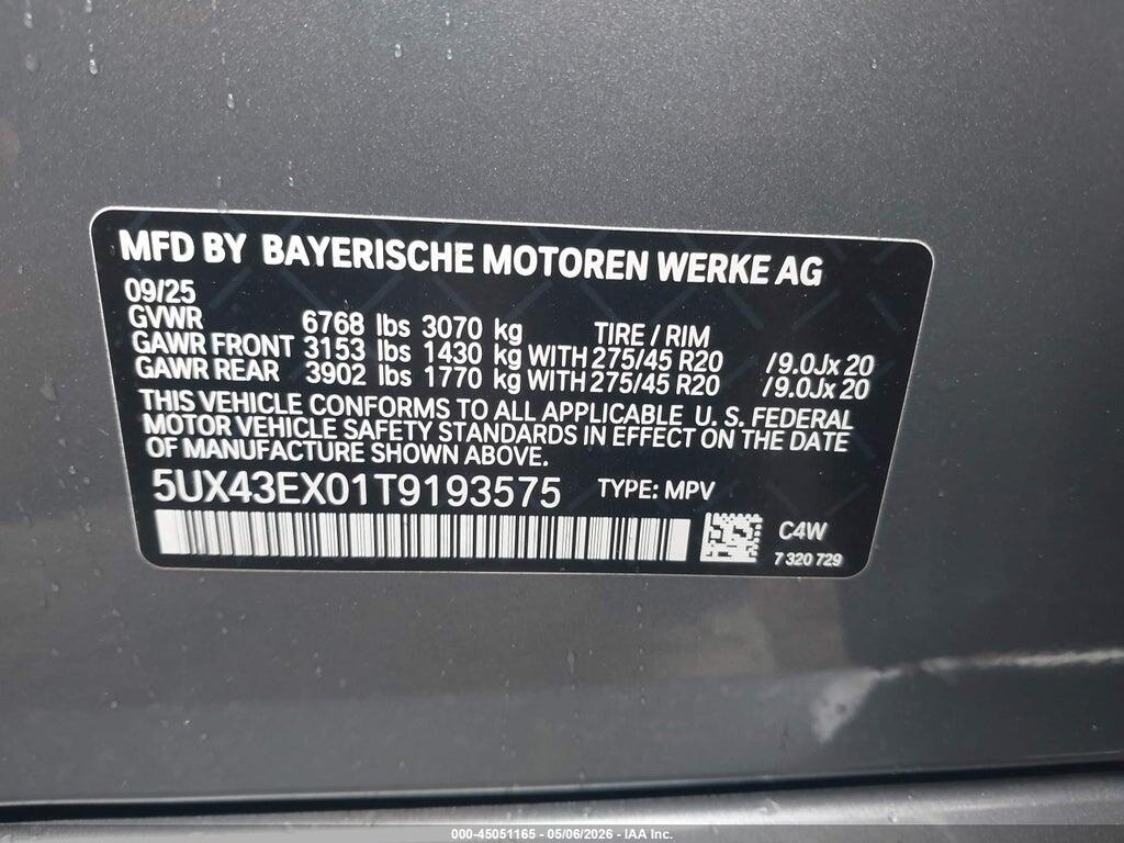 5UX43EX01T9193575 2026 BMW X6 photo no. 9
