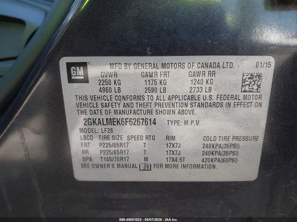 2GKALMEK6F6267614 2015 GMC TERRAIN photo no. 9