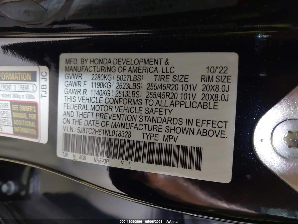 5J8TC2H61NL018328 2022 ACURA RDX photo no. 9