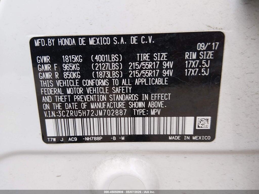 3CZRU5H72JM702887 2018 HONDA HR-V photo no. 9