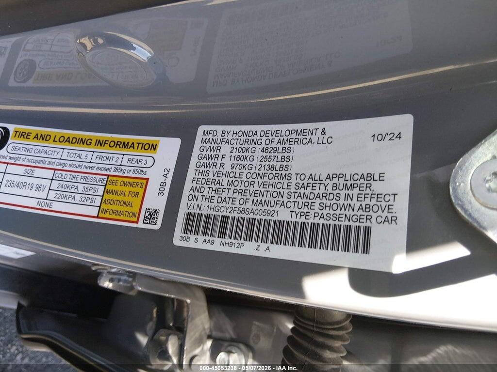 1HGCY2F58SA005921 2025 HONDA ACCORD HYBRID photo no. 9