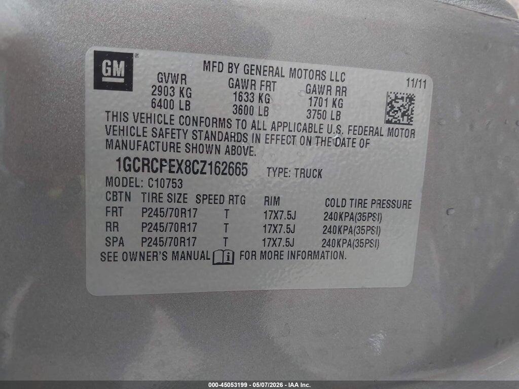 1GCRCPEX8CZ162665 2012 CHEVROLET SILVERADO 1500 photo no. 9