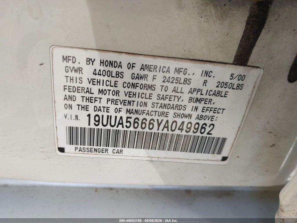 19UUA5666YA049962 2000 ACURA TL photo no. 9