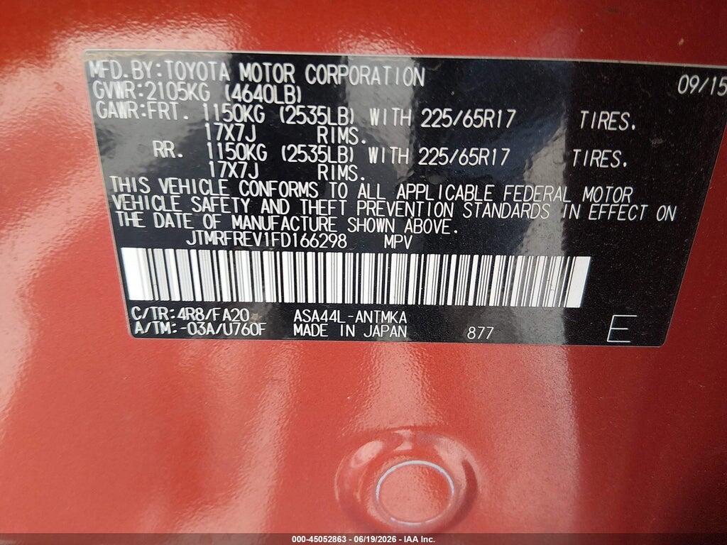 JTMRFREV1FD166298 2015 TOYOTA RAV4 photo no. 9