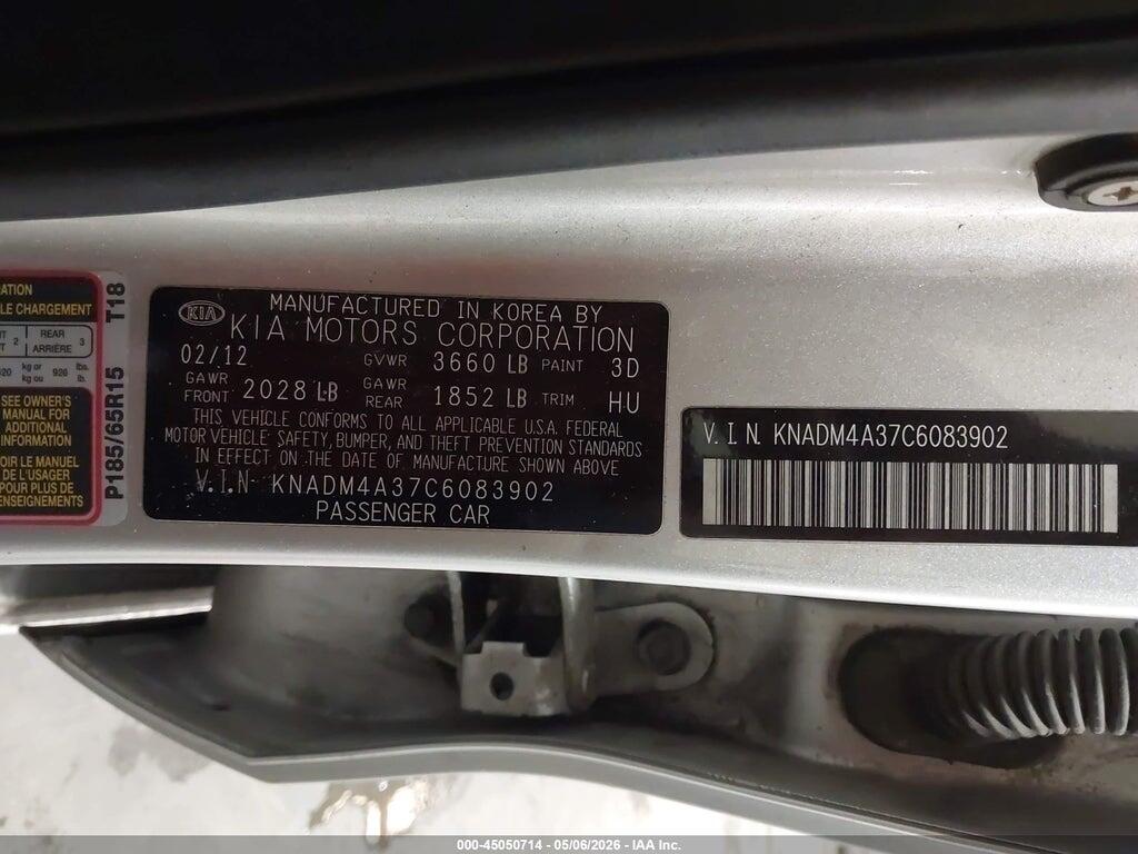 KNADM4A37C6083902 2012 KIA RIO photo no. 9