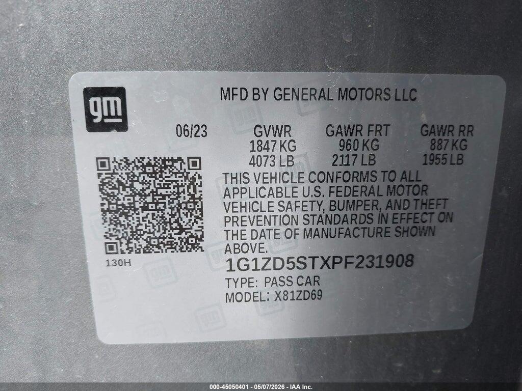 1G1ZD5STXPF231908 2023 CHEVROLET MALIBU photo no. 9