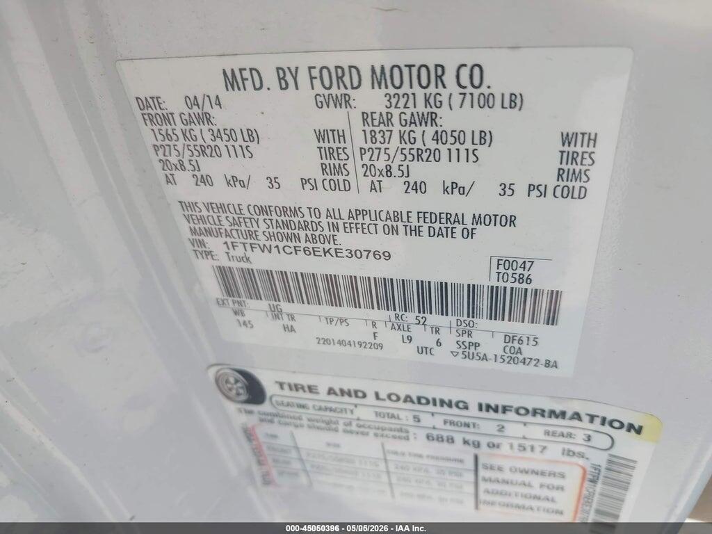1FTFW1CF6EKE30769 2014 FORD F-150 photo no. 9