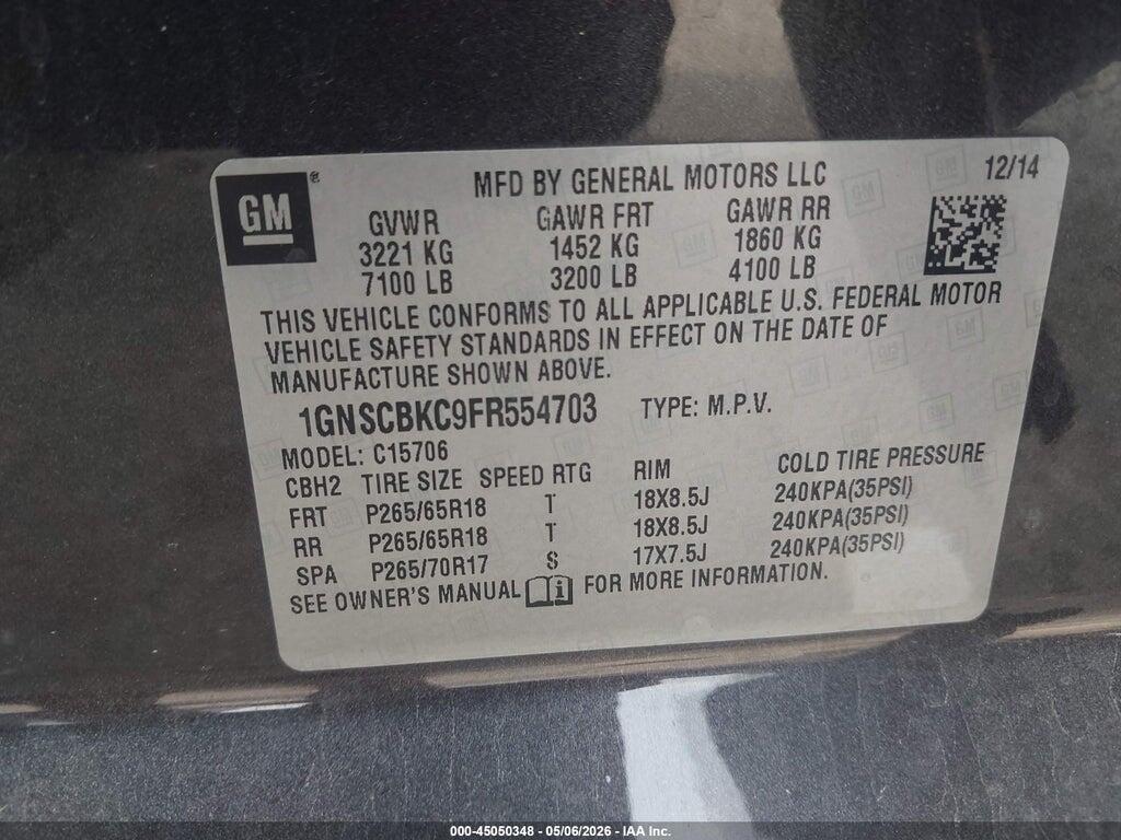 1GNSCBKC9FR554703 2015 CHEVROLET TAHOE photo no. 9