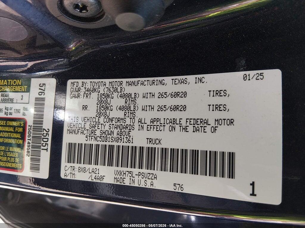5TFNC5DB1SX091361 2025 TOYOTA TUNDRA HYBRID photo no. 9