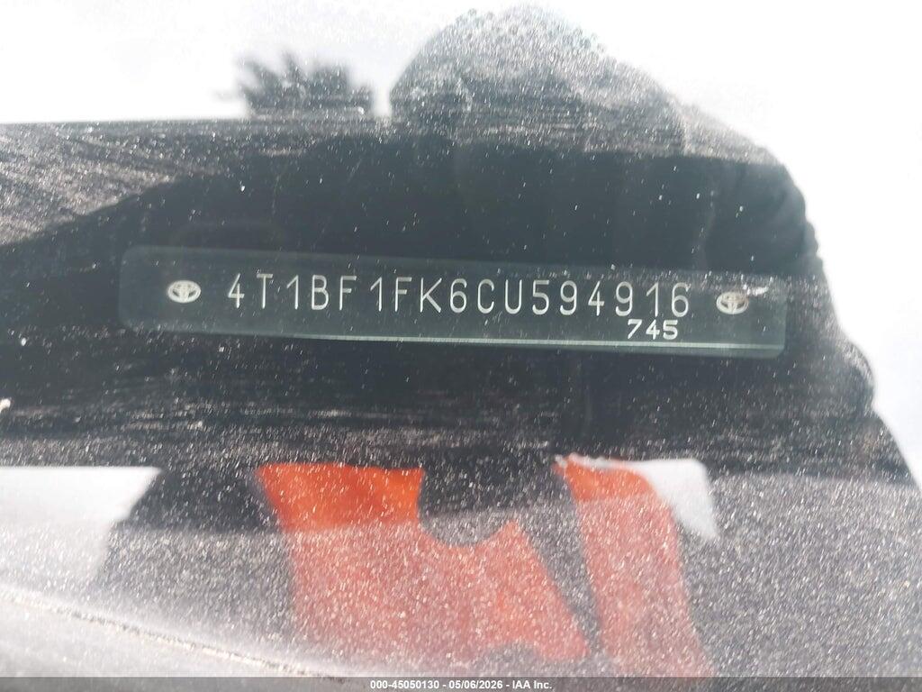 4T1BF1FK6CU594916 2012 TOYOTA CAMRY photo no. 9