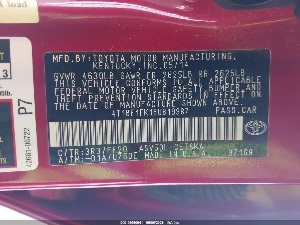 4T1BF1FK1EU819987 2014 TOYOTA CAMRY photo no. 9