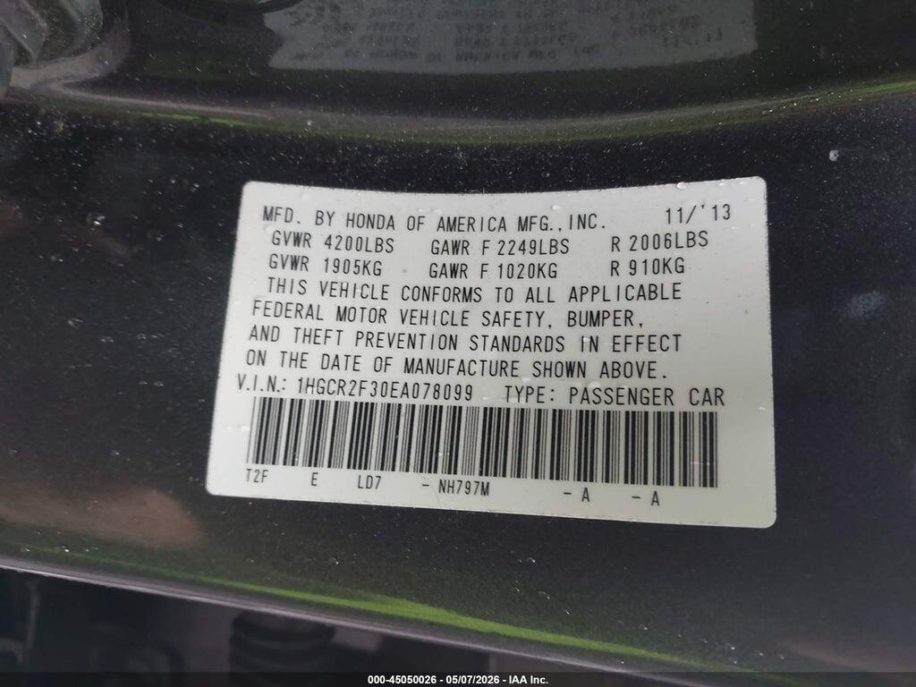 1HGCR2F30EA078099 2014 HONDA ACCORD photo no. 9