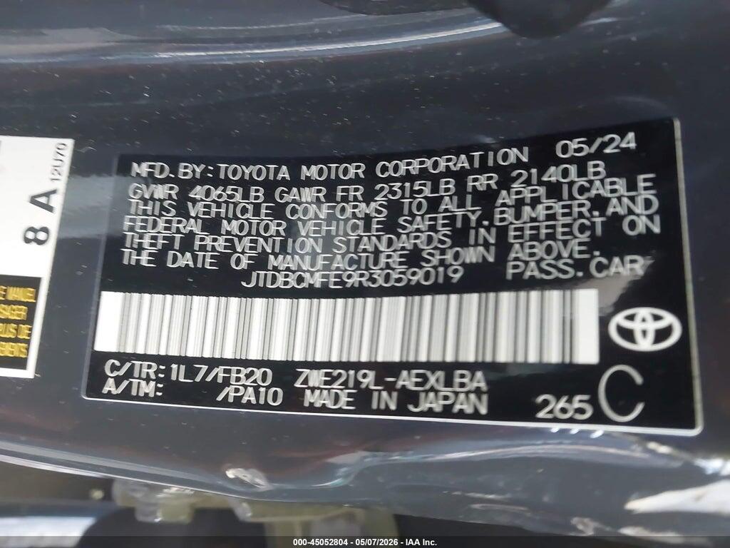 JTDBCMFE9R3059019 2024 TOYOTA COROLLA photo no. 9