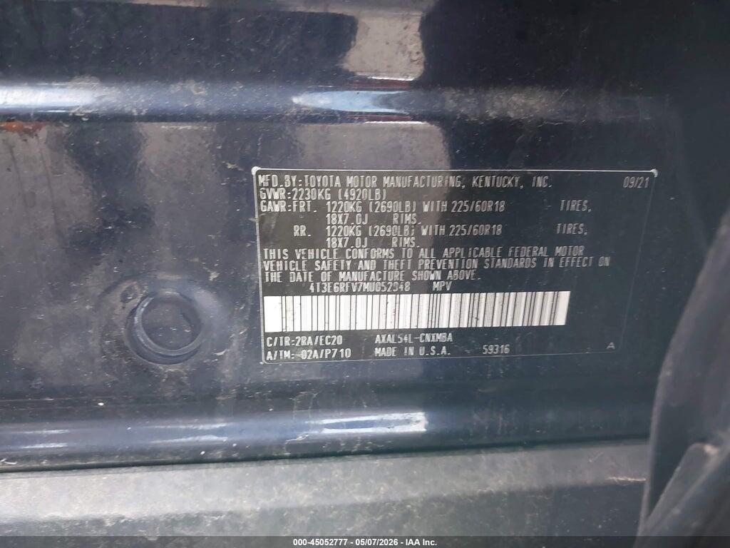 4T3E6RFV7MU052948 2021 TOYOTA RAV4 HYBRID photo no. 9