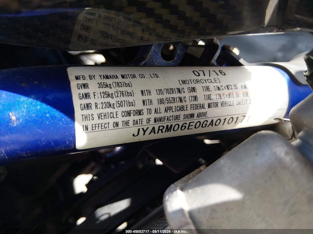 JYARM06E0GA010171 2016 YAMAHA FZ07 photo no. 10