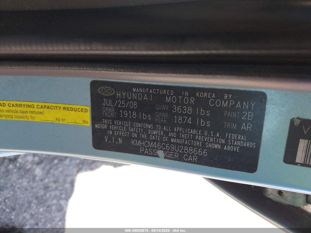 KMHCM46C69U288666 2009 HYUNDAI ACCENT photo no. 9