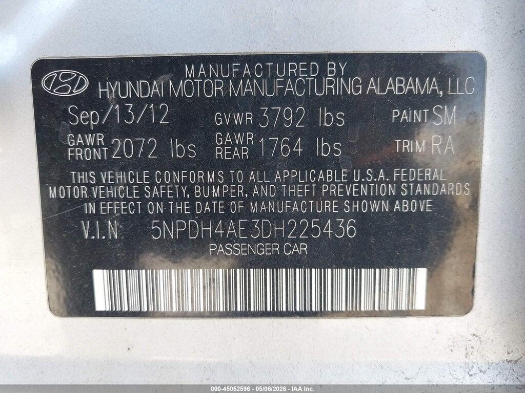 5NPDH4AE3DH225436 2013 HYUNDAI ELANTRA photo no. 9