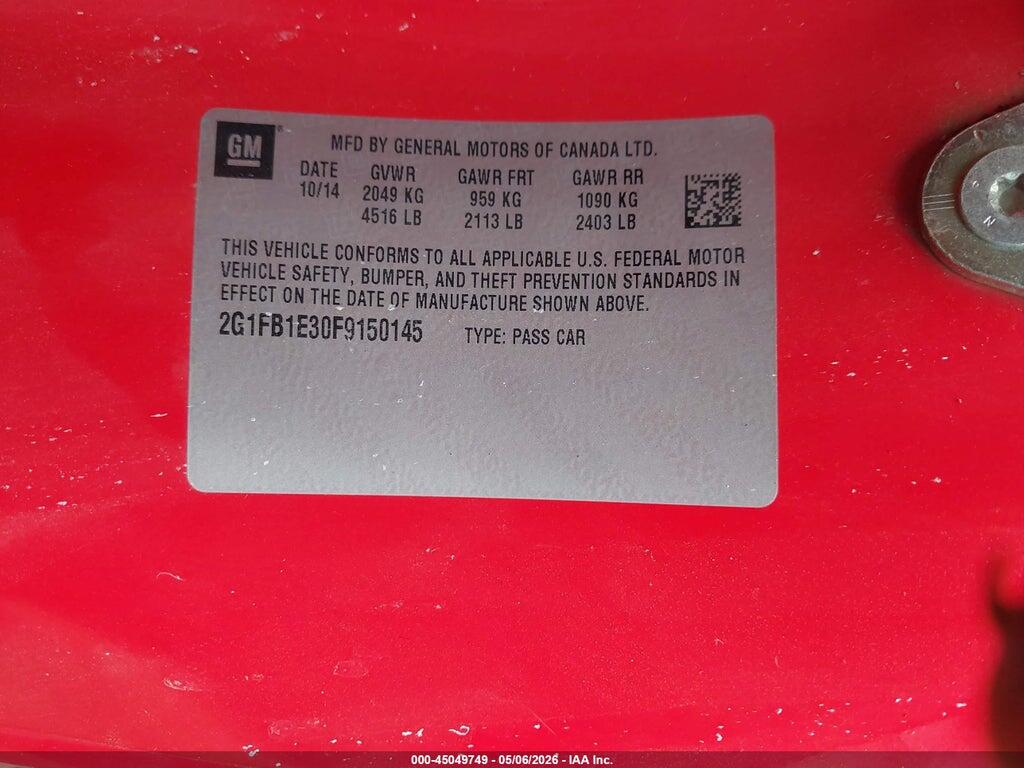 2G1FB1E30F9150145 2015 CHEVROLET CAMARO photo no. 9