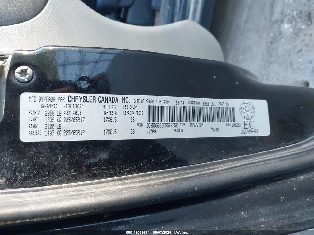 2C4RDGBG8FR567652 2015 DODGE GRAND CARAVAN photo no. 9