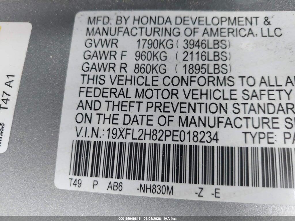 19XFL2H82PE018234 2023 HONDA CIVIC photo no. 9