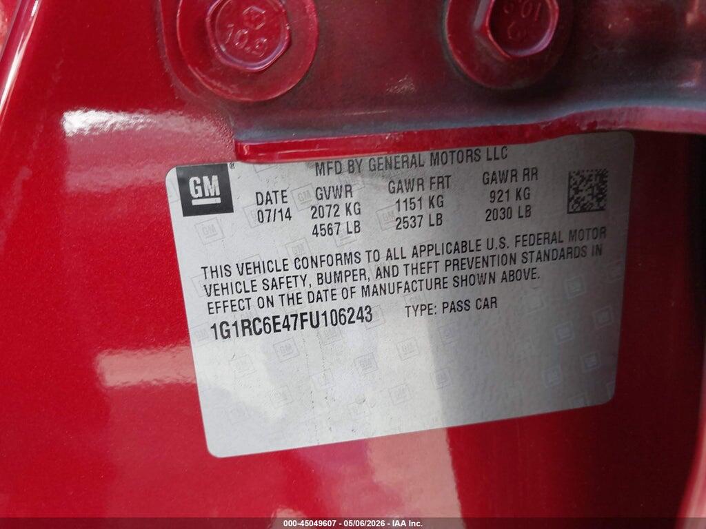 1G1RC6E47FU106243 2015 CHEVROLET VOLT photo no. 9