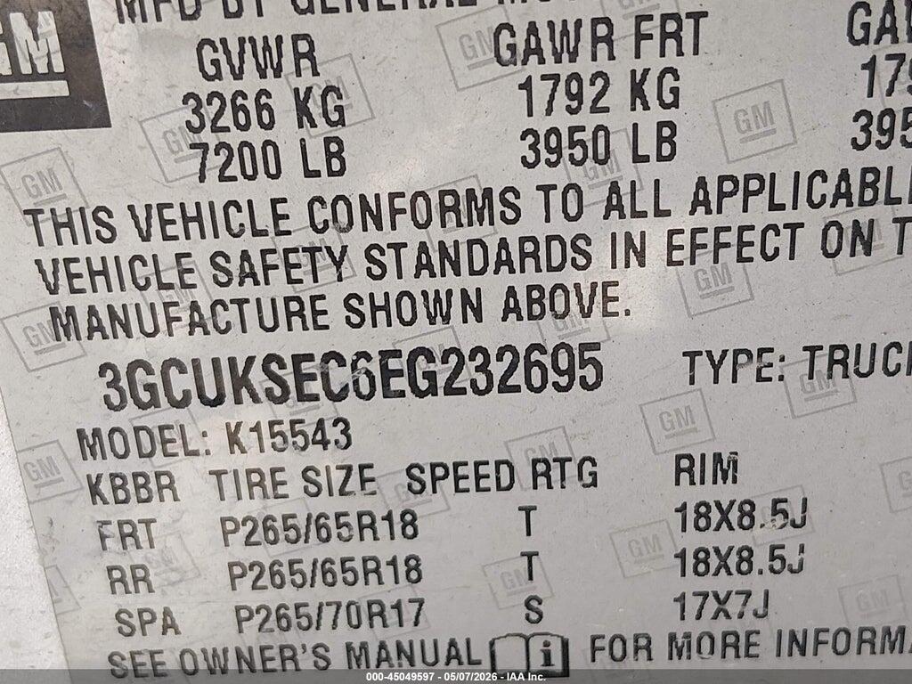3GCUKSEC6EG232695 2014 CHEVROLET SILVERADO 1500 photo no. 9