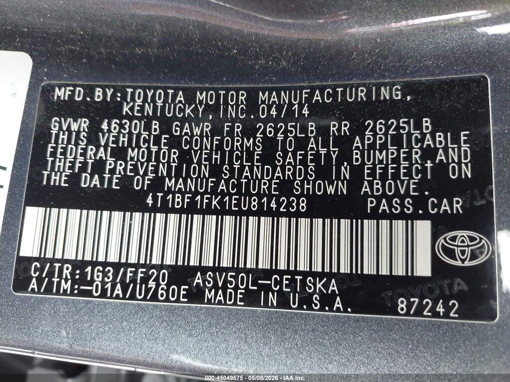 4T1BF1FK1EU814238 2014 TOYOTA CAMRY photo no. 9