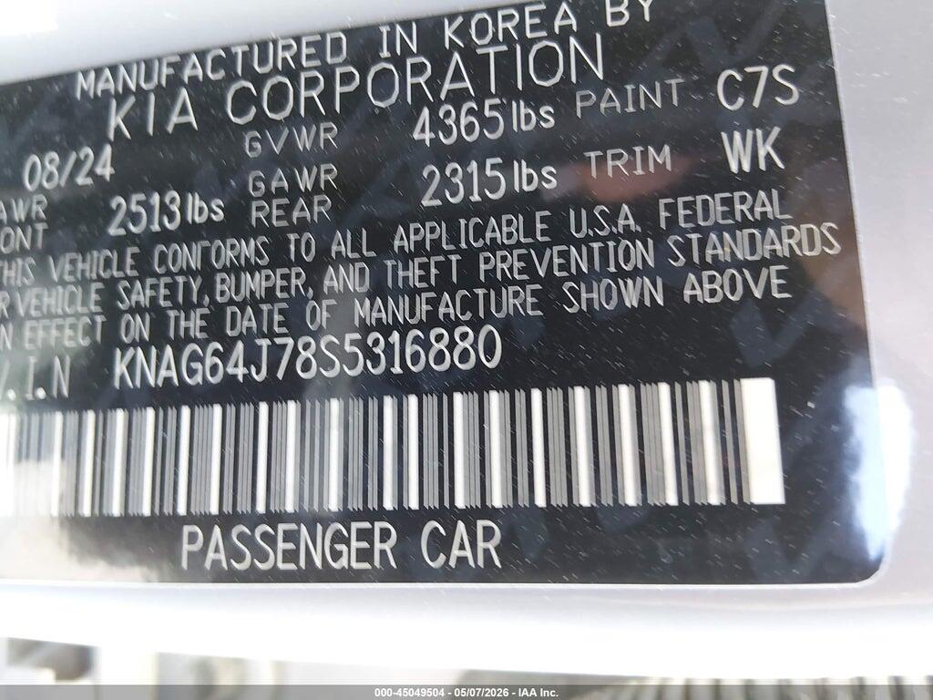 KNAG64J78S5316880 2025 KIA K5 photo no. 9