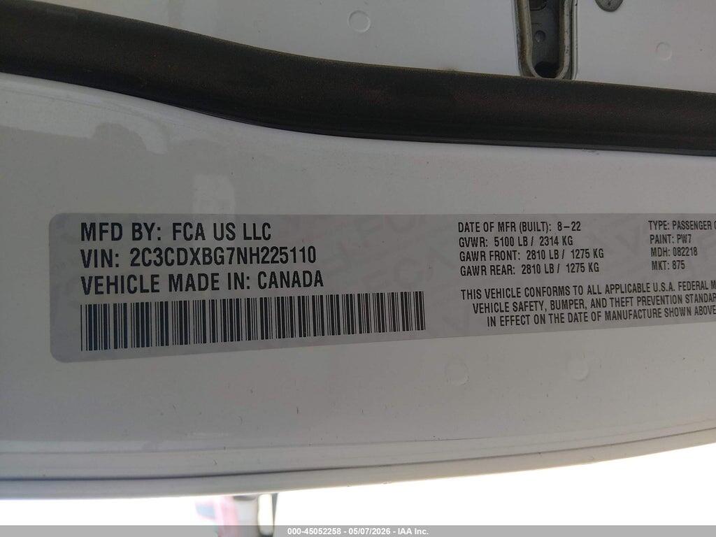 2C3CDXBG7NH225110 2022 DODGE CHARGER photo no. 9