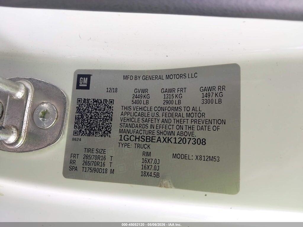 1GCHSBEAXK1207308 2019 CHEVROLET COLORADO photo no. 9