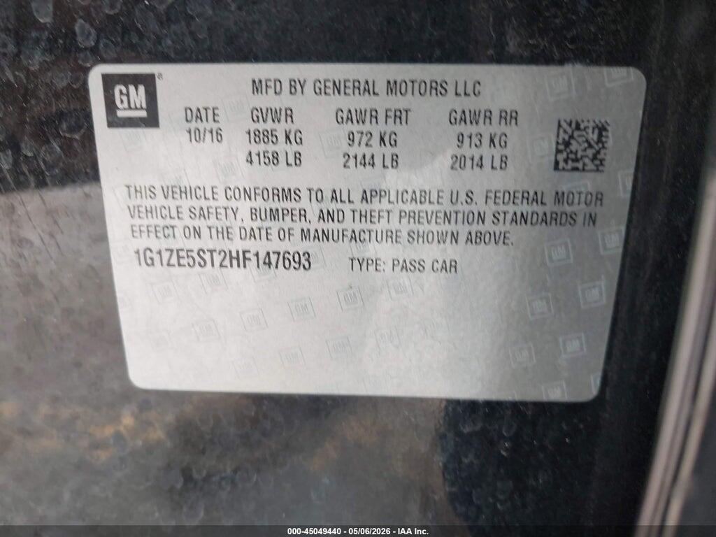1G1ZE5ST2HF147693 2017 CHEVROLET MALIBU photo no. 9
