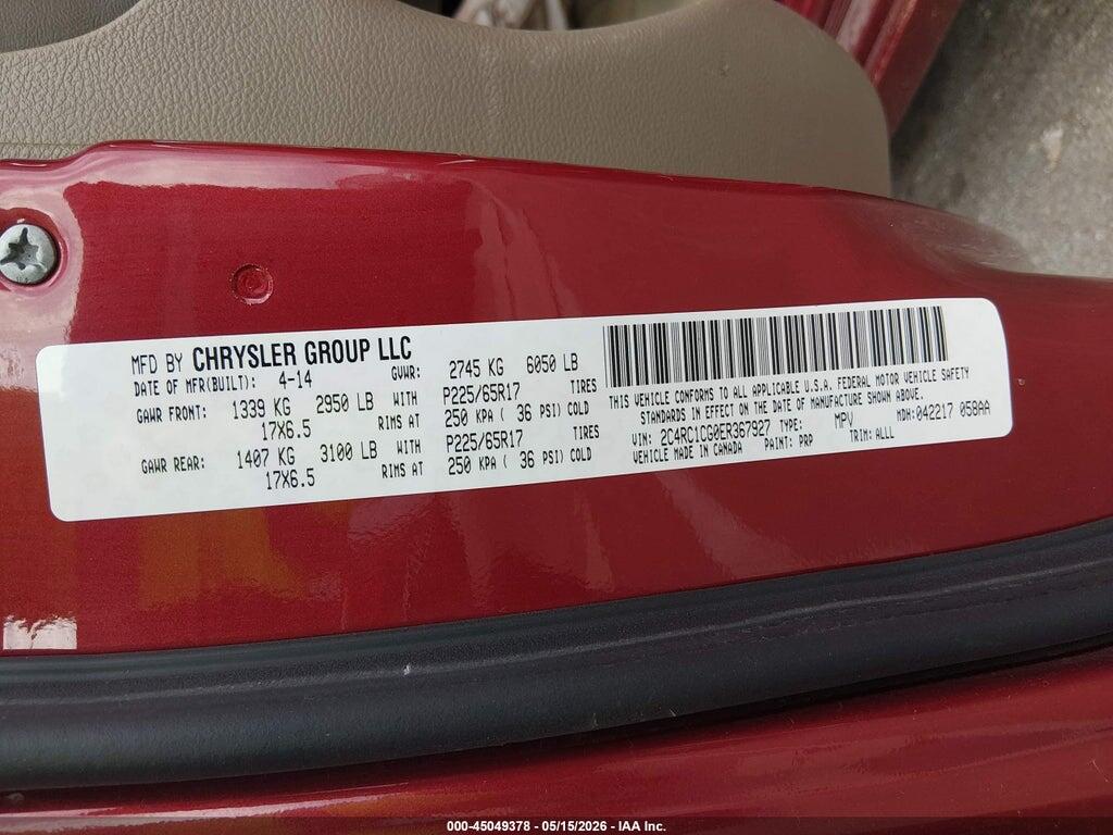 2C4RC1CG0ER367927 2014 CHRYSLER TOWN & COUNTRY photo no. 9