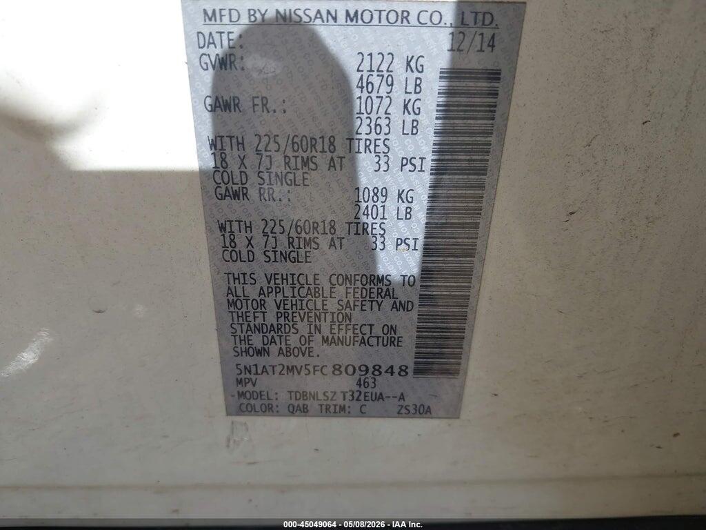 5N1AT2MV5FC809848 2015 NISSAN ROGUE photo no. 9