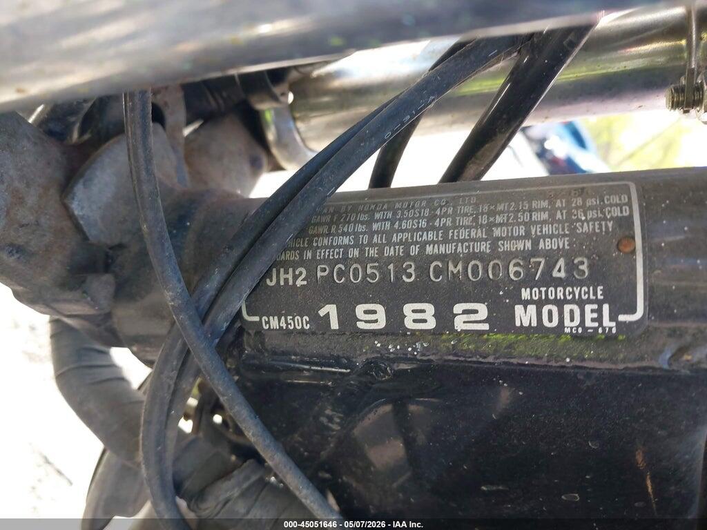 JH2PC0513CM006743 1982 HONDA CM450 photo no. 9
