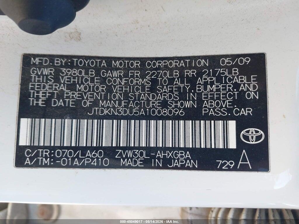 JTDKN3DU5A1008096 2010 TOYOTA PRIUS photo no. 9