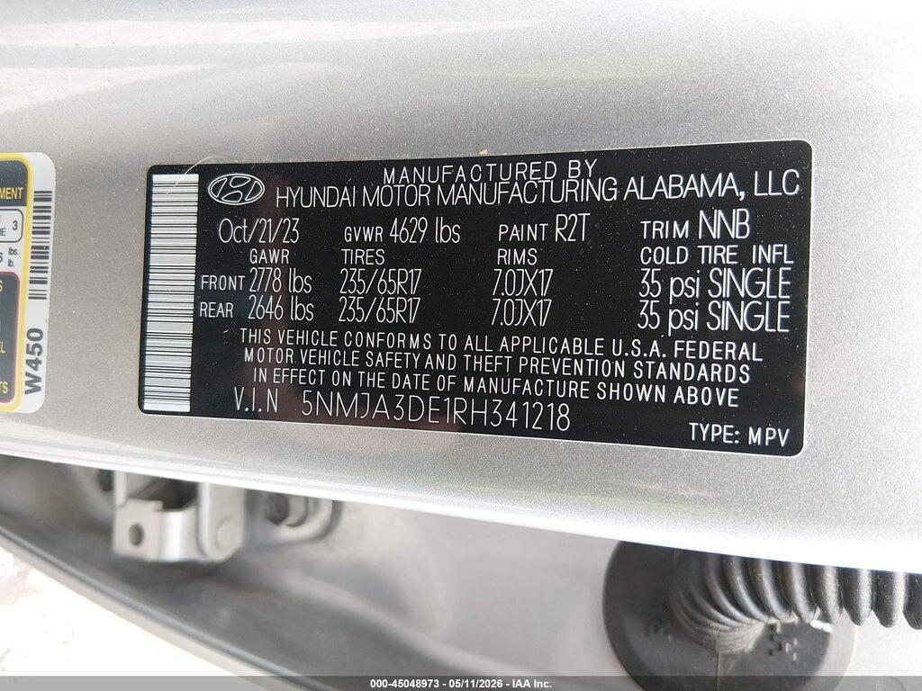 5NMJA3DE1RH341218 2024 HYUNDAI TUCSON photo no. 9