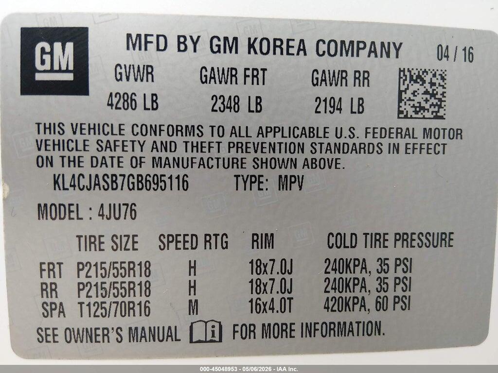 KL4CJASB7GB695116 2016 BUICK ENCORE photo no. 9