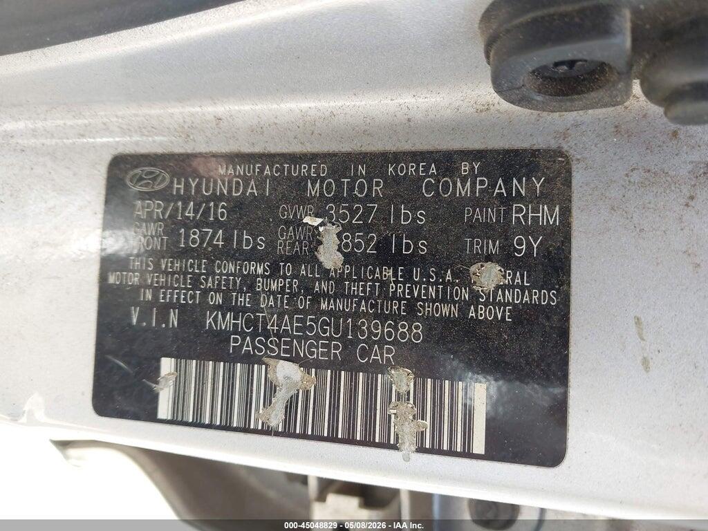 KMHCT4AE5GU139688 2016 HYUNDAI ACCENT photo no. 9