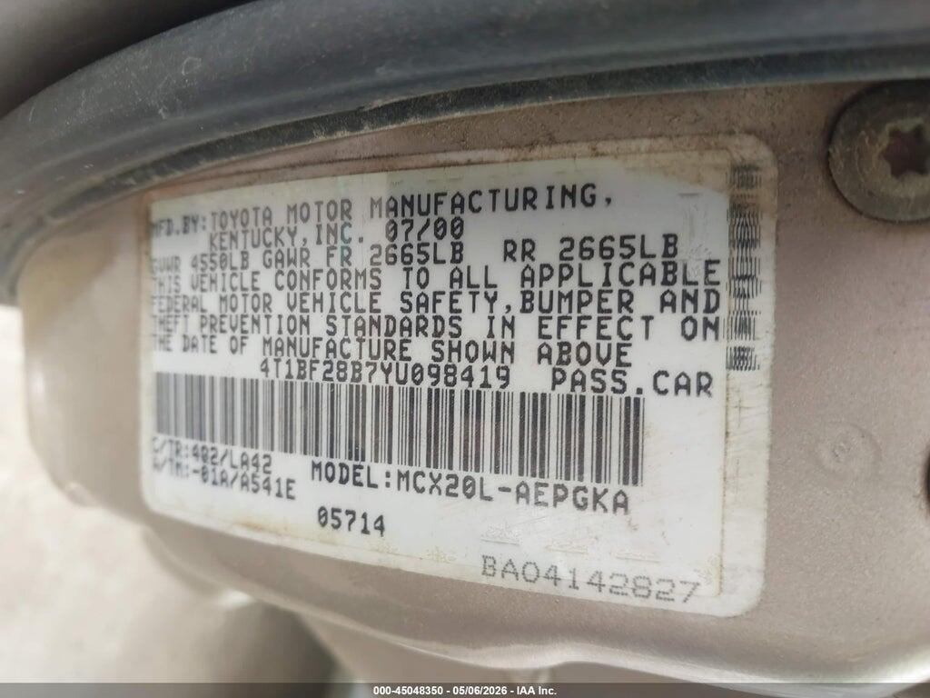 4T1BF28B7YU098419 2000 TOYOTA AVALON photo no. 9