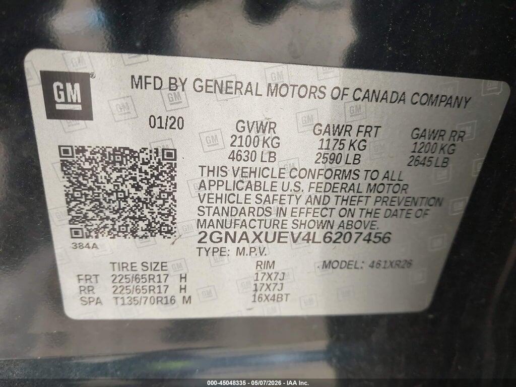 2GNAXUEV4L6207456 2020 CHEVROLET EQUINOX photo no. 9