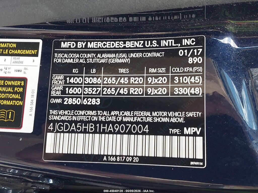 4JGDA5HB1HA907004 2017 MERCEDES-BENZ GLE 350 photo no. 9