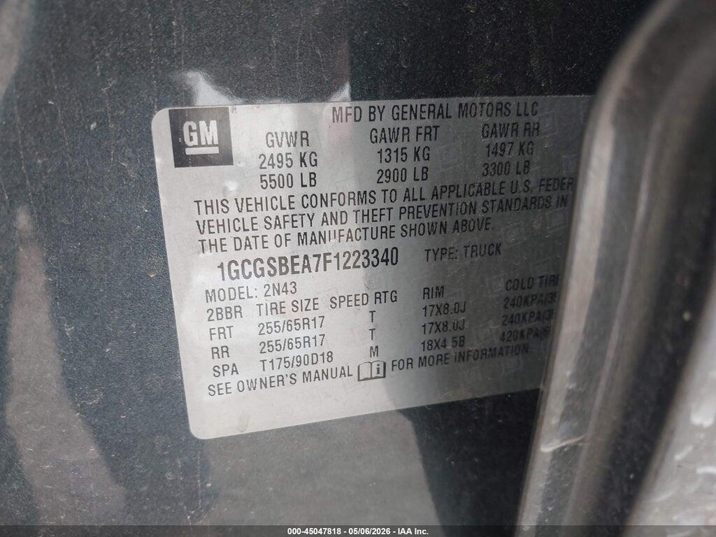 1GCGSBEA7F1223340 2015 CHEVROLET COLORADO photo no. 9