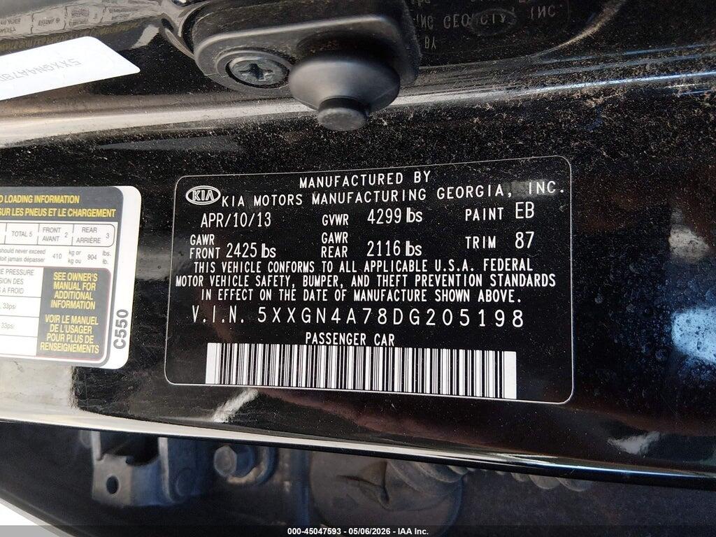5XXGN4A78DG205198 2013 KIA OPTIMA photo no. 9