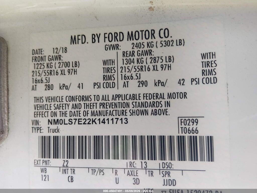 NM0LS7E22K1411713 2019 FORD TRANSIT CONNECT photo no. 9