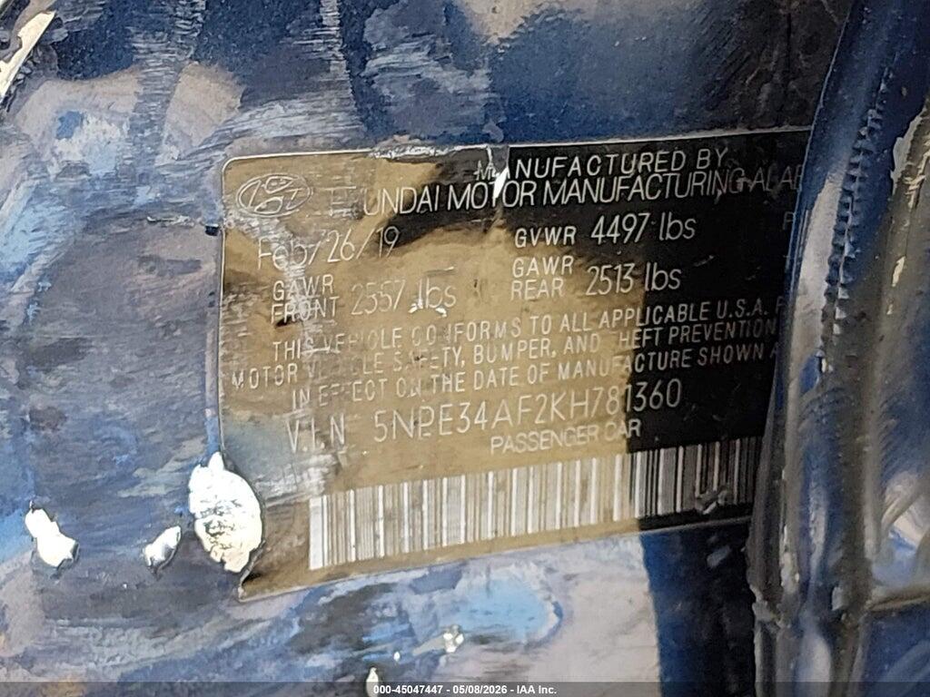 5NPE34AF2KH781360 2019 HYUNDAI SONATA photo no. 9