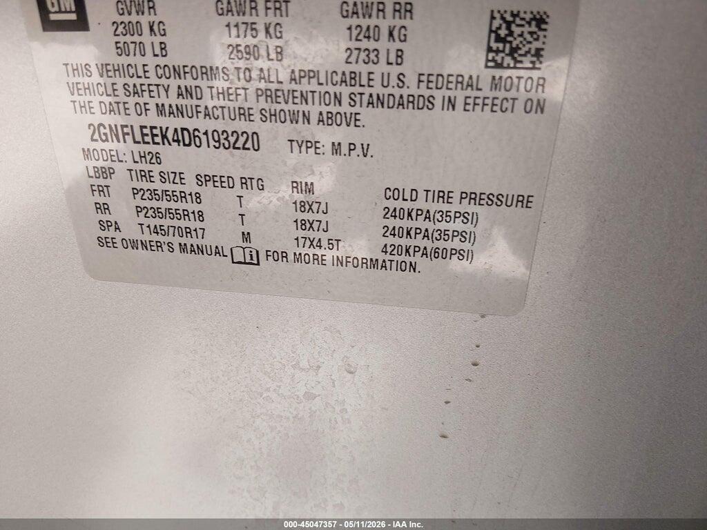 2GNFLEEK4D6193220 2013 CHEVROLET EQUINOX photo no. 9